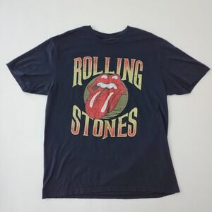 The Rolling Stones Graphic T-Shirt Mens Large Black Tongue Logo Rock Band Tee